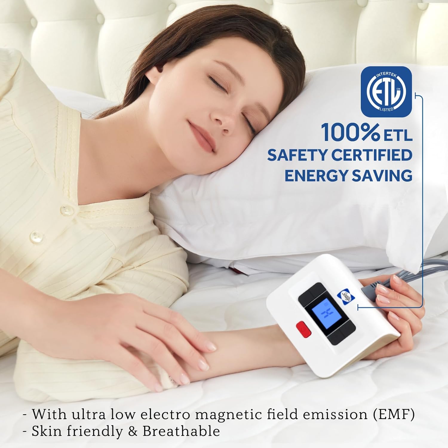 Sealy Heated Mattress Pad Queen Size, Luxury Quilted Electric Bed Warmer with Dual Controller 10 Heat Settings & Auto Off 1-12 Hours | Fit Up to 17 Deep Pocket | ETL Certified | Machine Washable